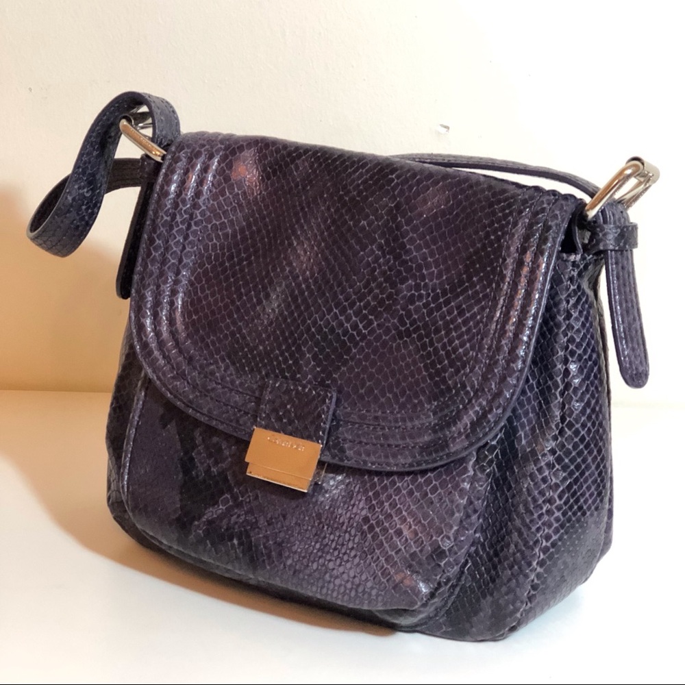 Calvin Klein Violet Embossed Snake Leather Purse